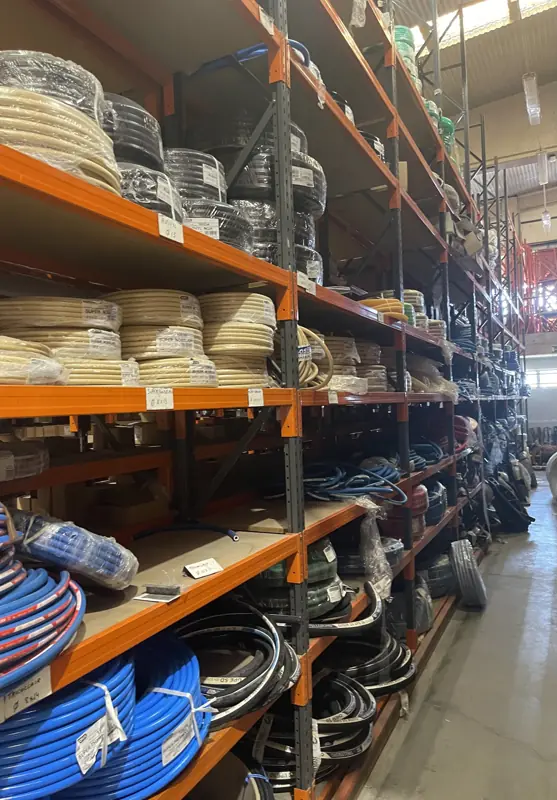 Hose coils labelled by size