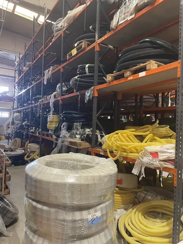 Rubber hose on pallets and spiral suction hose